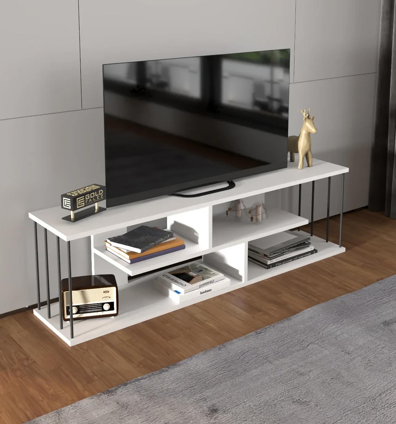 Reyo Tv Sehpası Raflı 140cm Beyaz