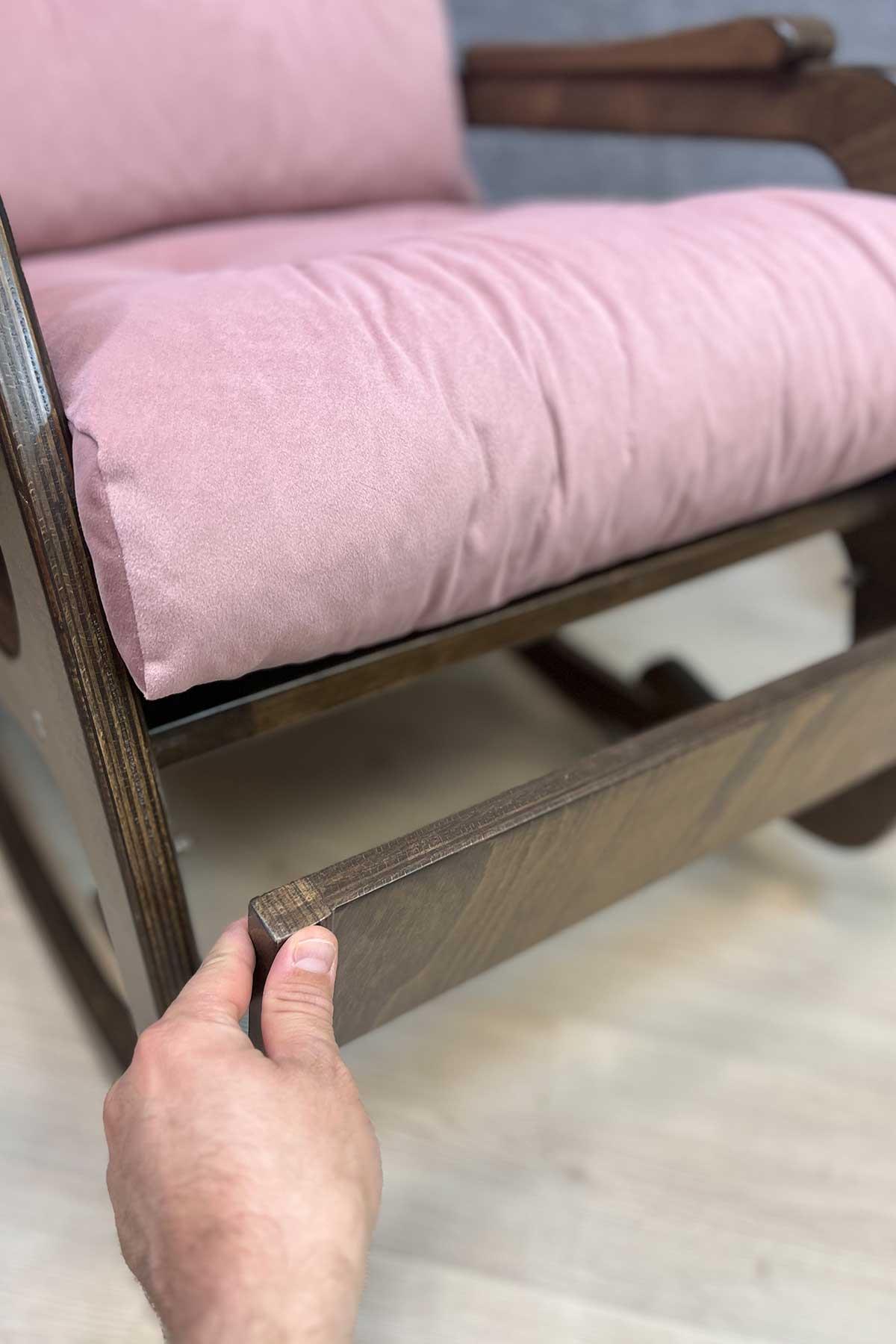 Asedia Kontes Ceviz Pembe Dolgu Minderli Sallanan Sandalye Dinlenme Koltuğu Baba Koltuğu