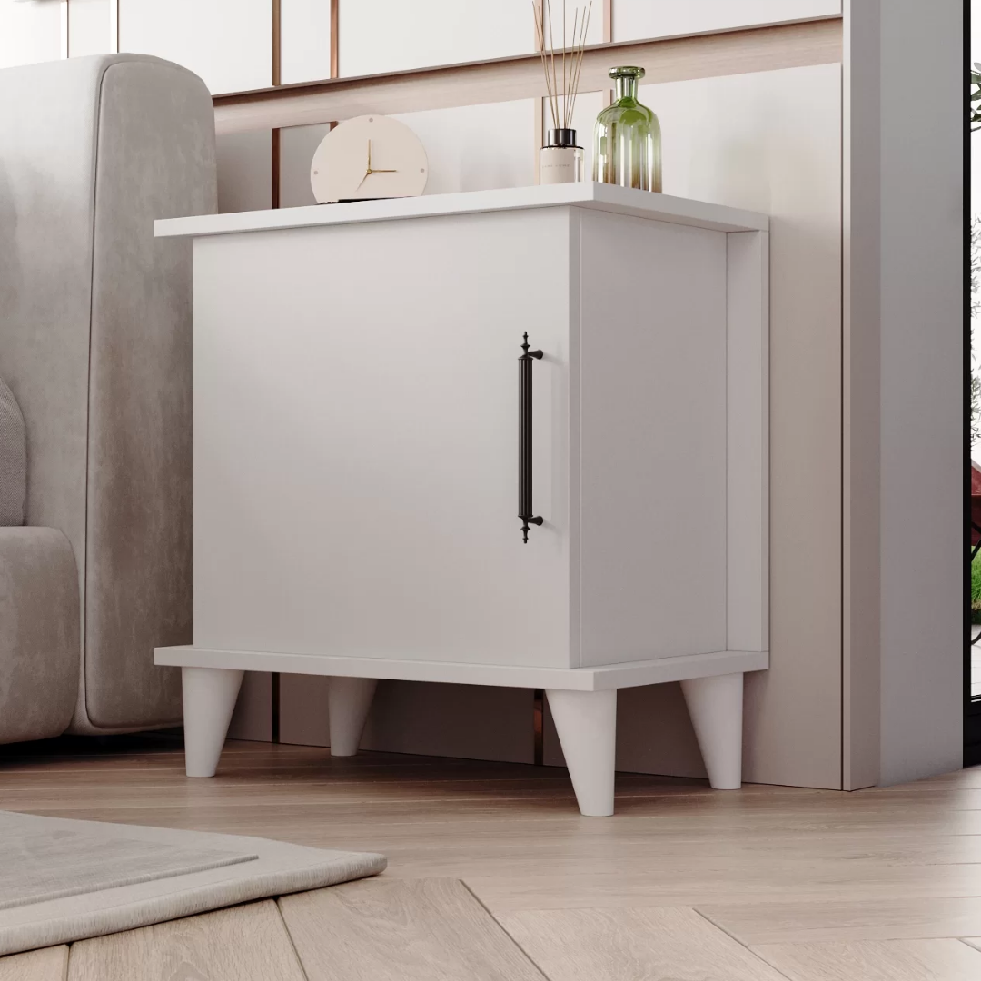 Enda Home Adela Raflı Modern Komodin Beyaz