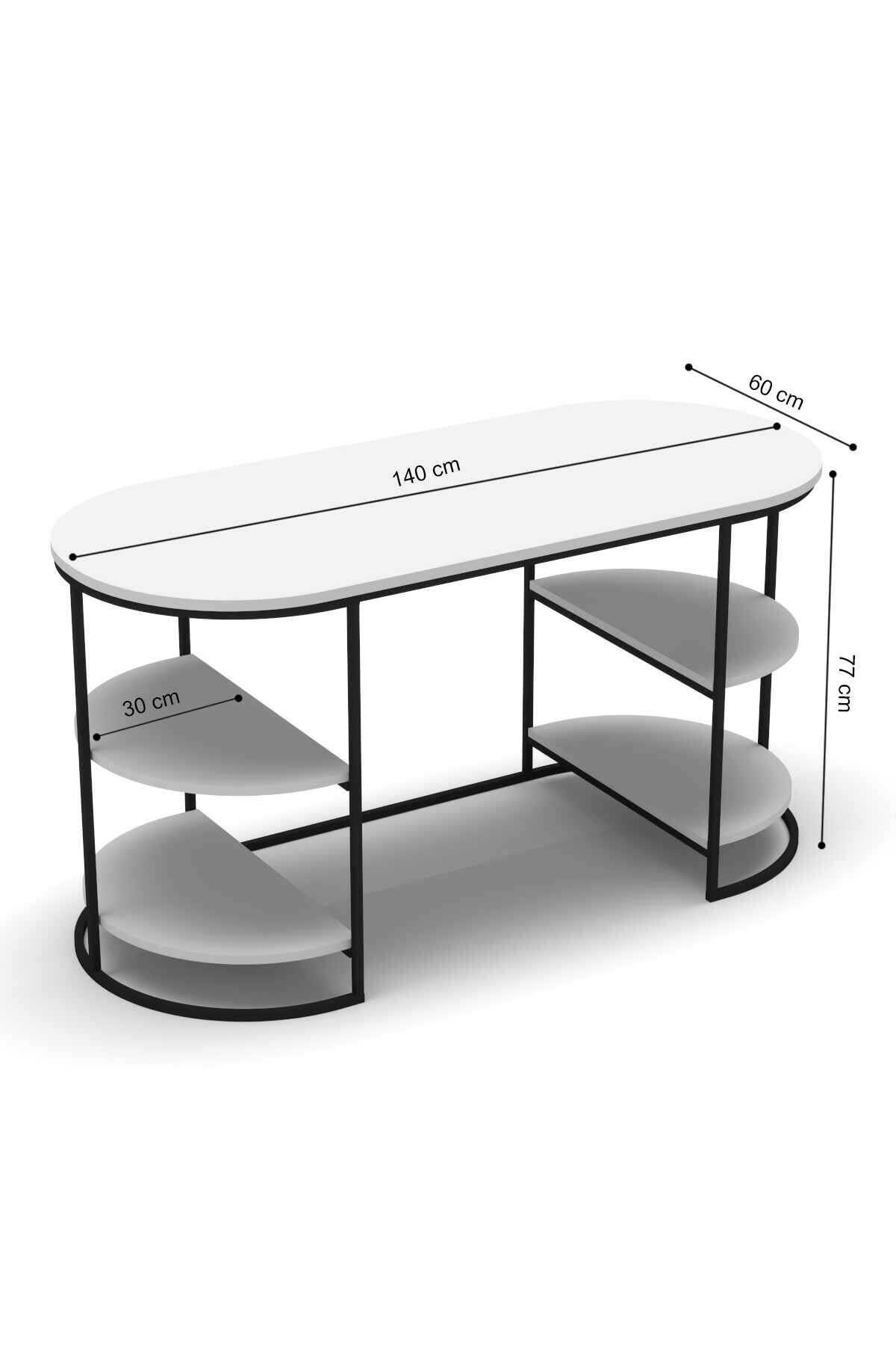 Reyo Falez Metal Ayaklı Raflı Çalışma Masası, Ofis Masası, Ders Masası Atlantik Çam