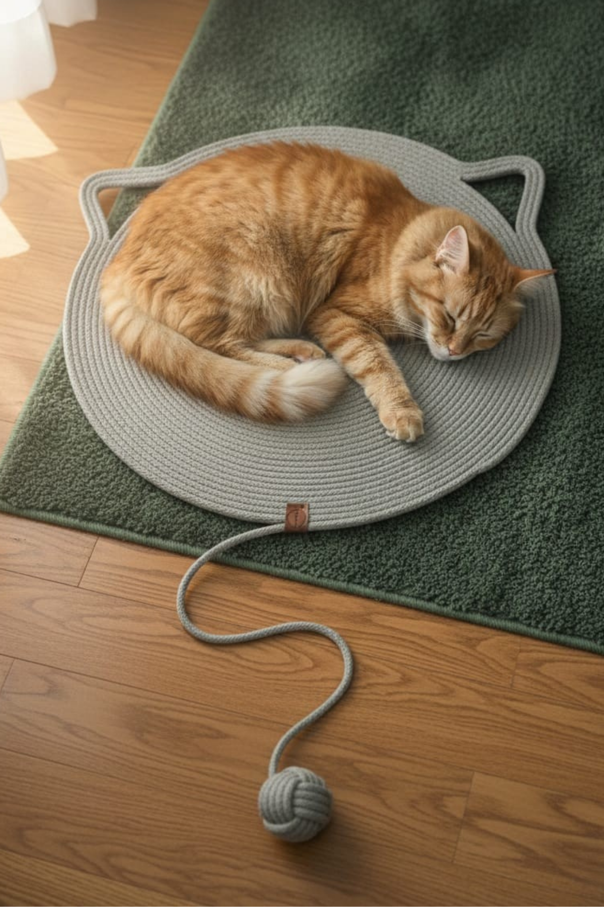 Reyo Pet El Yapımı Oyuncaklı Kedi Tırmalama Matı Tress İpli Mint
