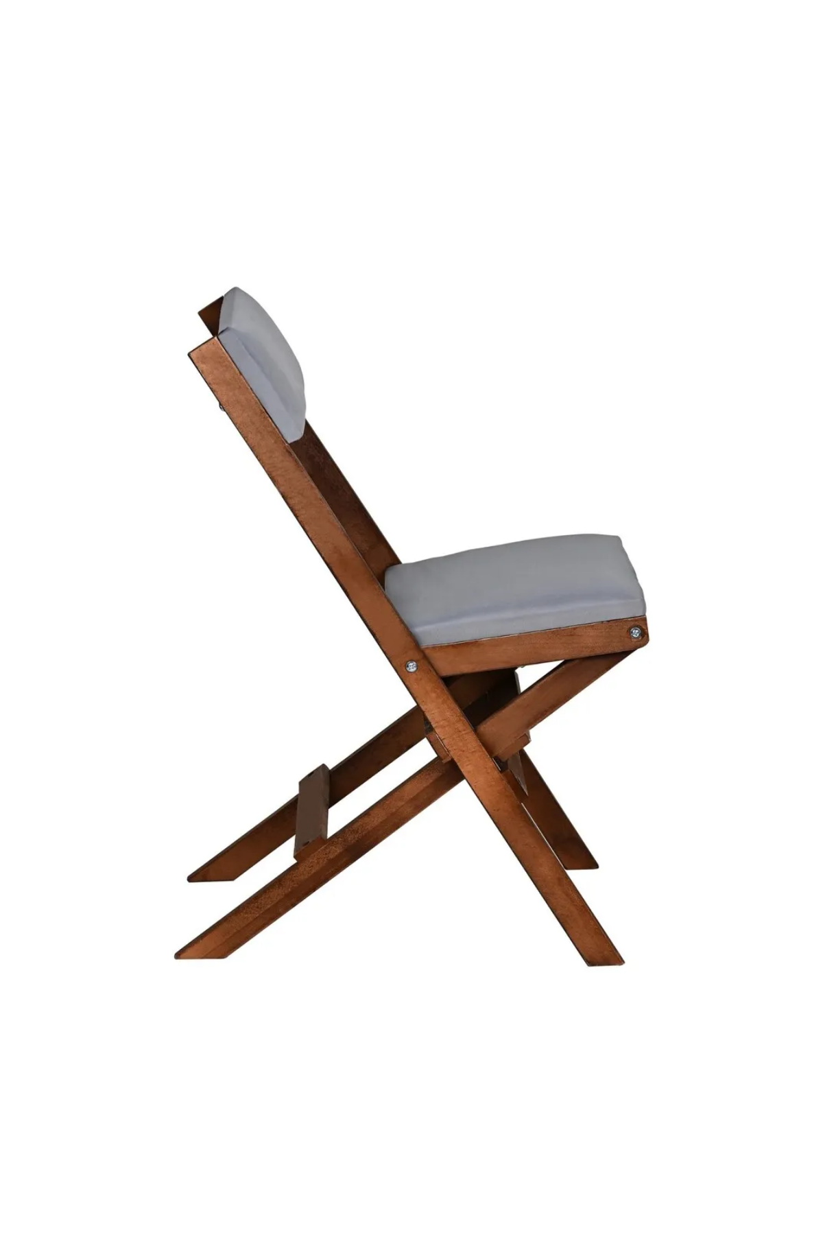 BySay Ahşap Katlanır Döşeme Minderli 3'lü Bistro Set Bahçe Takımı Ceviz Gri