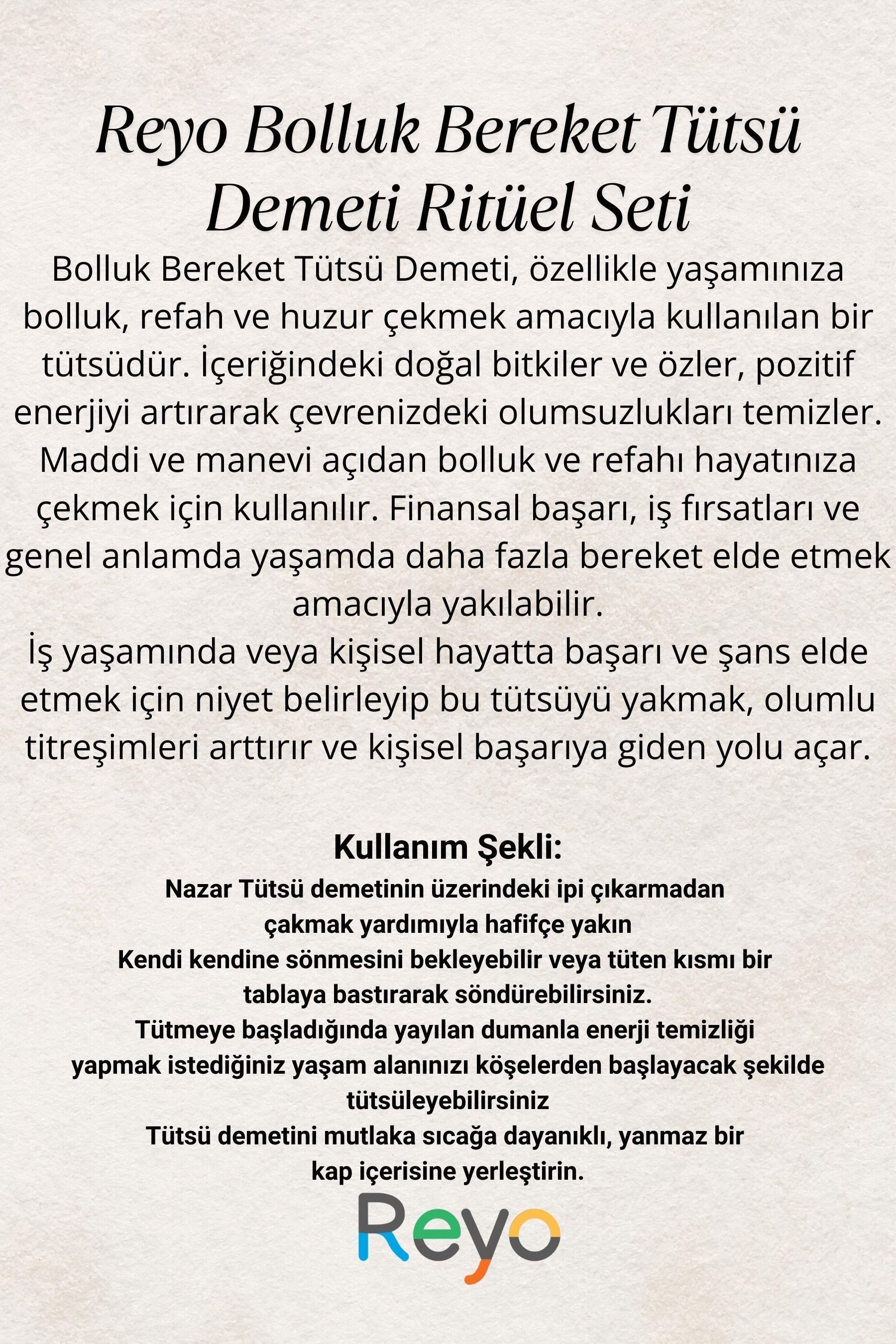 Reyo Bolluk Bereket Tütsü Demeti Arınma 3'lü Ritüel Set, 2 Adet Palo Santo ve Deniz Kabuğu ( Tuz Hediyeli)