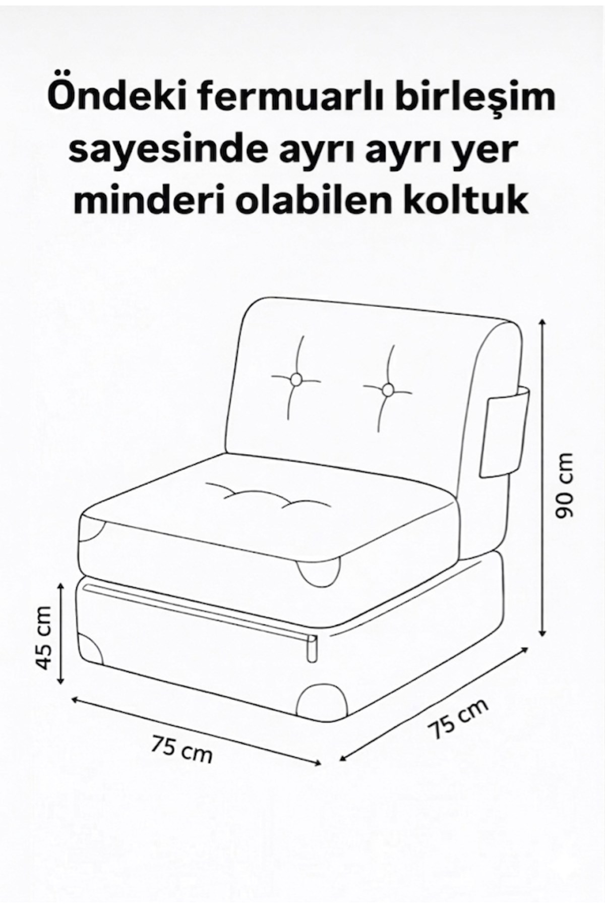 Pufymax Comfy Zen Oval Bohem Tekli Koltuk Yatak Olabilen Katlanır Berjer & Modüler Yer Yatağı 75x75x 90 cm Altın