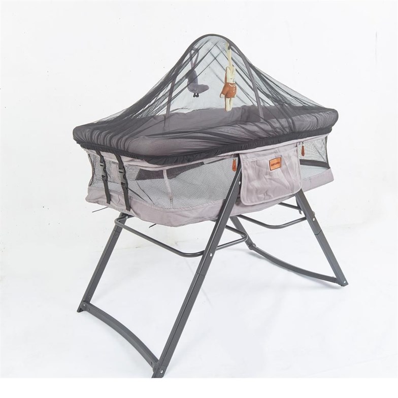 Baby Door Ready Katlanır Bebek Beşiği Babydoor Yeni Doğan Beşik Gri