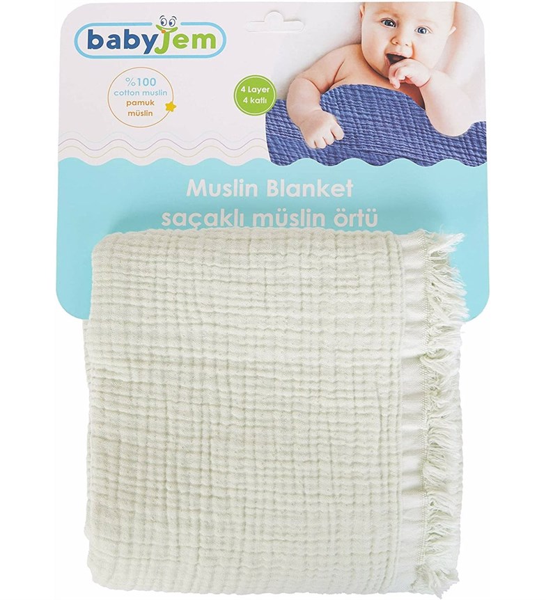 Babyjem Müslin Saçaklı Örtü Mint