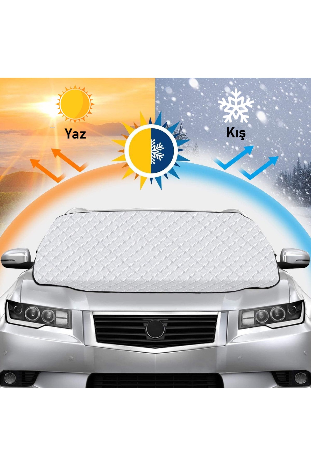 Haegs Araba Ön Cam Koruma Örtüsü, Termal Araç Güneşlik, Oto Buzlanma Önleyici, Cam Kar Örtüsü, Kalın Ağır Hizmet Tipi PEVA Oto Kar Örtüsü | Otomobil, SUV, Hatchback Ön Cam Koruması | Araba Brandası - 155-125 cm -Gri