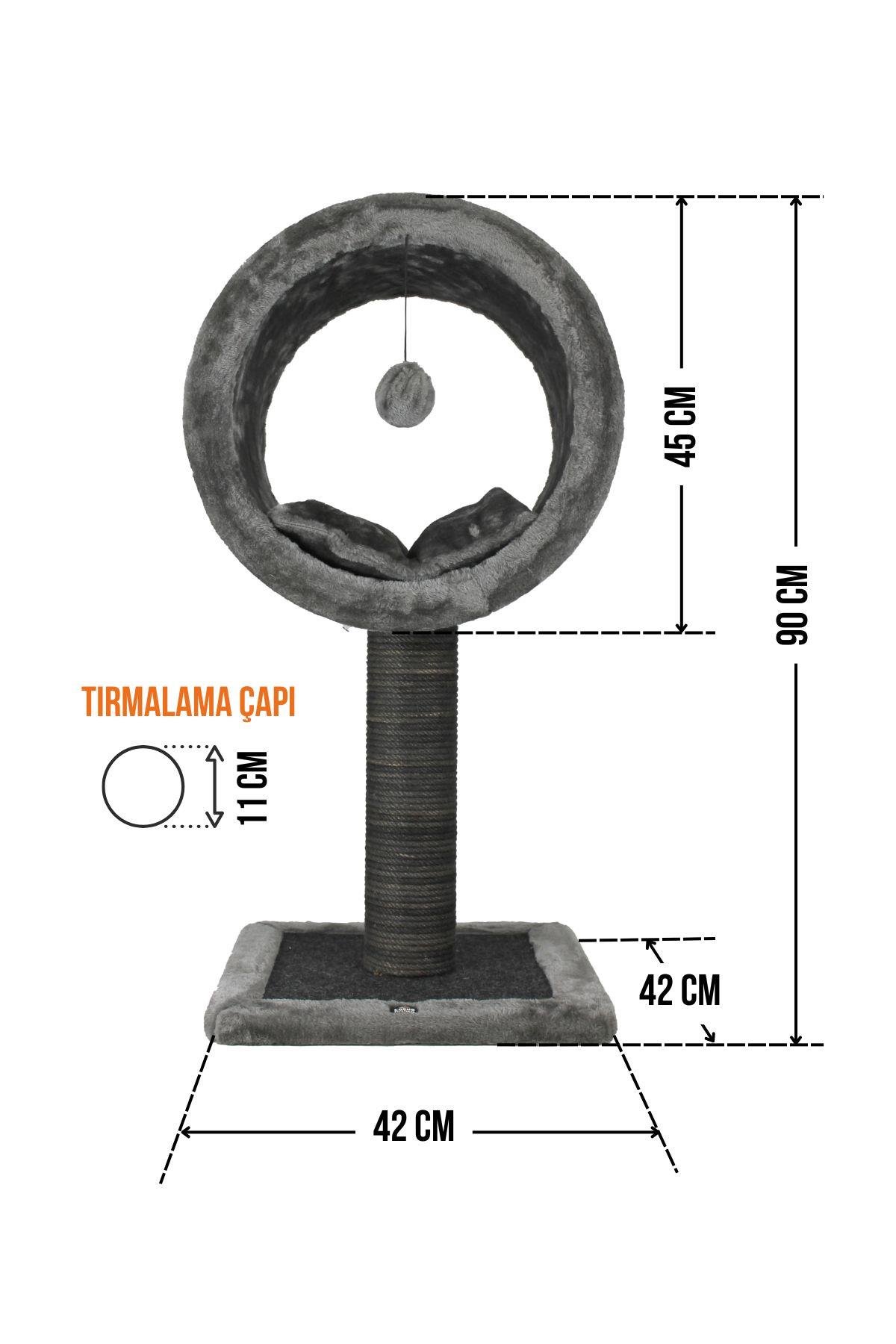 Lotus Pet Design Tırmalamalı Kedi Evi Kedi Oyun Evi Gri