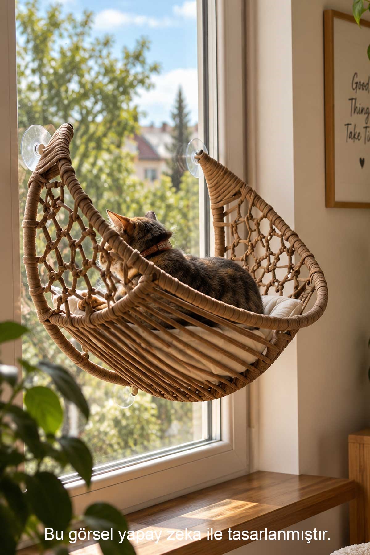 Reyo Lüxperi Hilal Kedi Cam Yatağı & Vantuzlu Cam Yatağı & Kedi Pencere Yatağı Açık Gri