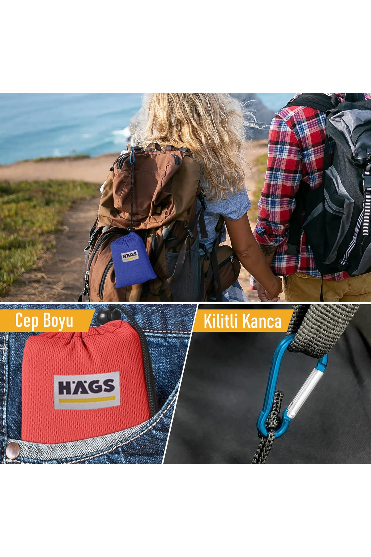 Haegs Cep Yer Örtüsü, Piknik Örtüsü Kamp Matı, Plaj Yer Örtüsü, Su Geçirmez, Kum Tutmaz, Hızlı Kurur, Hafif, Katlanabilir İnce Zemin Örtüsü Outdoor Açık Hava Kamp Yürüyüş Seyahat için - El Askılı - 180-150cm - Gri