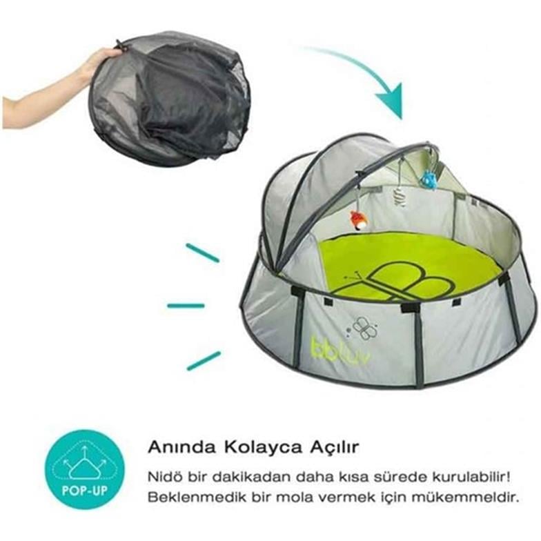 bblüv Nidö 2'si 1 Arada Seyahat ve Oyun Çadırı Gri