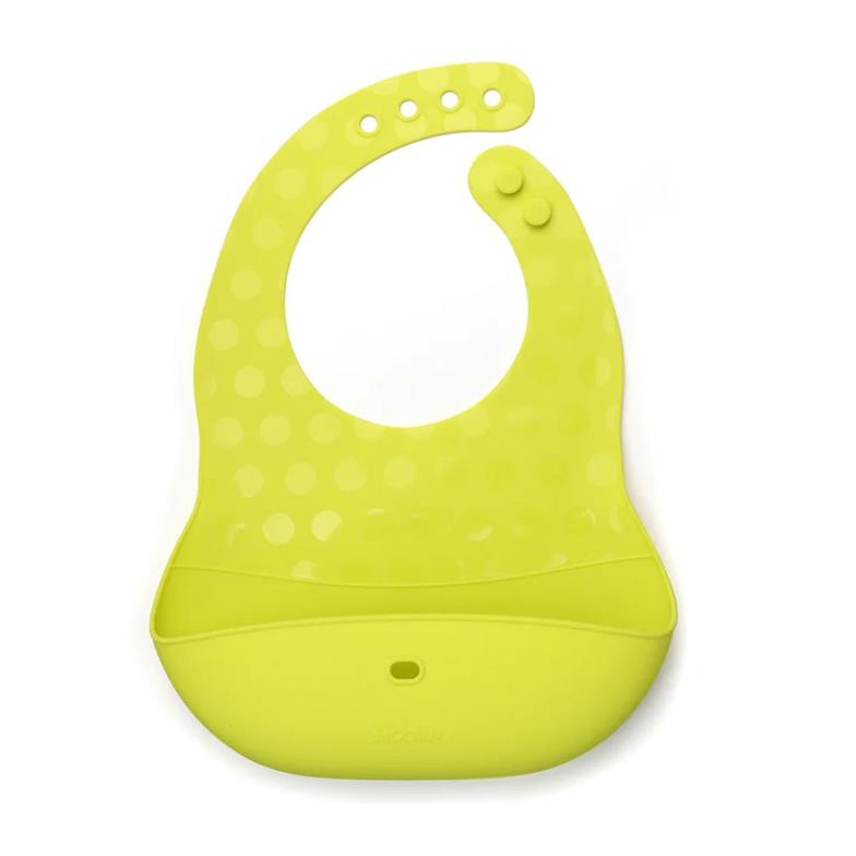 bblüv Pöket 2'li Katlanabilir Silikon Önlük ve Kaşık Seti Yeşil-Gri