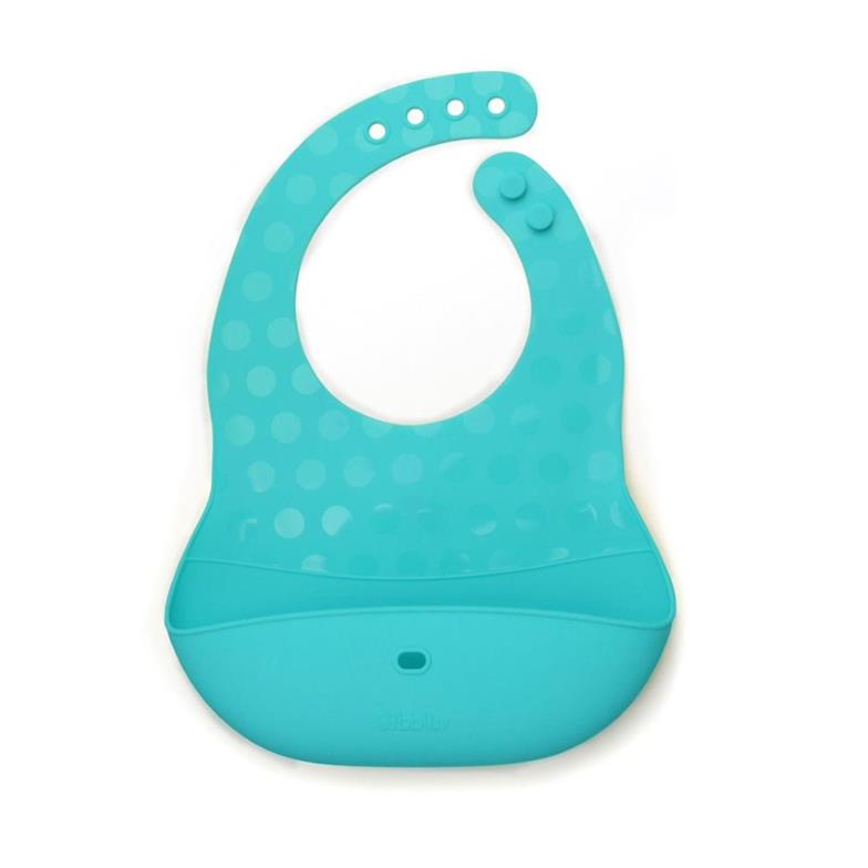 bblüv Pöket 2'li Katlanabilir Silikon Önlük ve Kaşık Seti Mavi-Gri