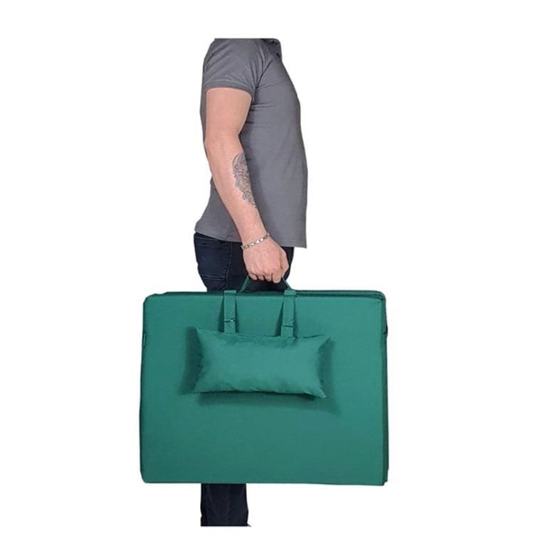 Bysay Taşınabilir Katlanır Plaj Havuz Şezlong Minderi Kamp Yatağı Minderi Haki