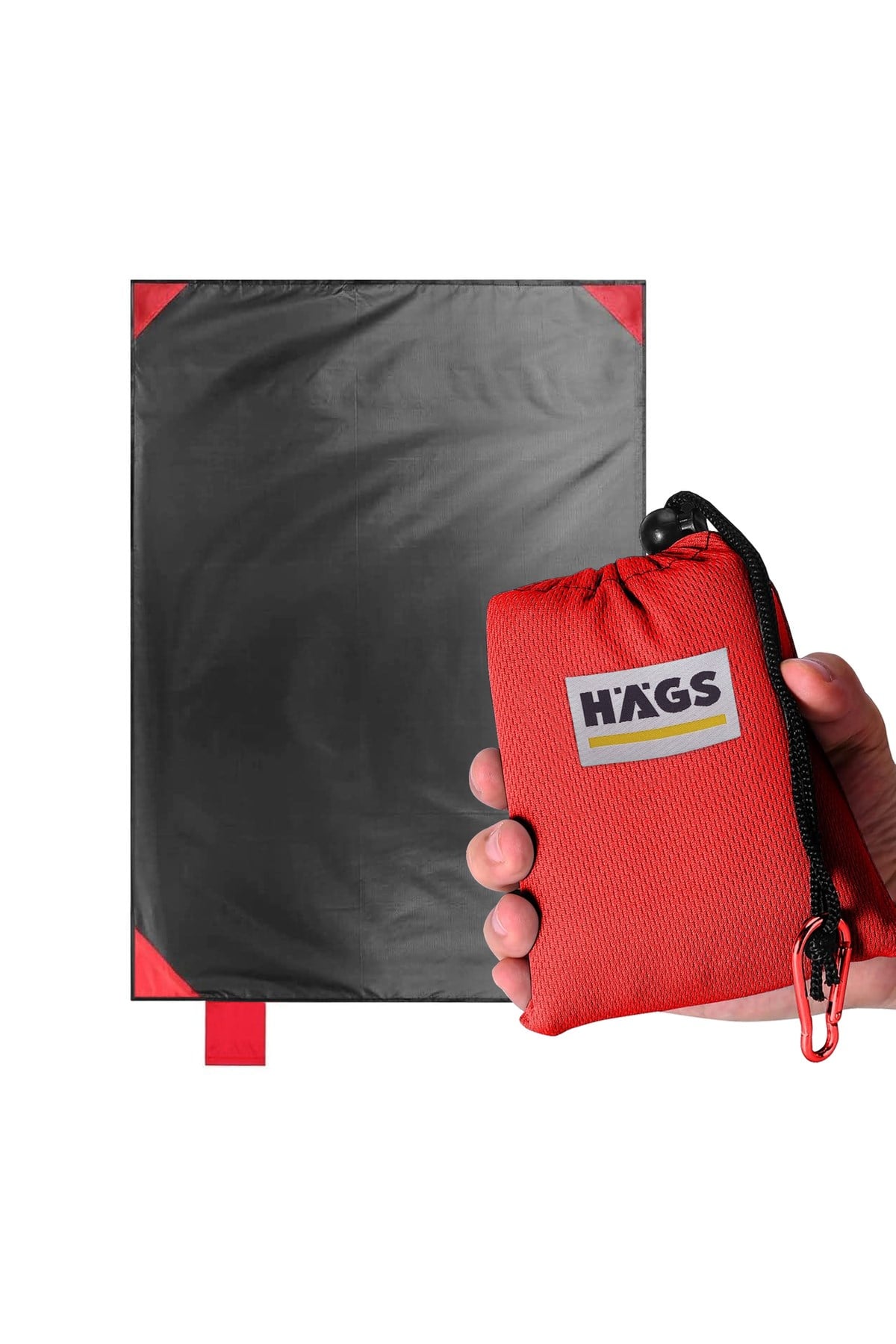 Haegs Cep Yer Örtüsü, Piknik Örtüsü Kamp Matı, Plaj Yer Örtüsü, Su Geçirmez, Kum Tutmaz, Hızlı Kurur, Hafif, Katlanabilir İnce Zemin Örtüsü Outdoor Açık Hava Kamp Yürüyüş Seyahat için - El Askılı - 180-150cm - Kırmızı