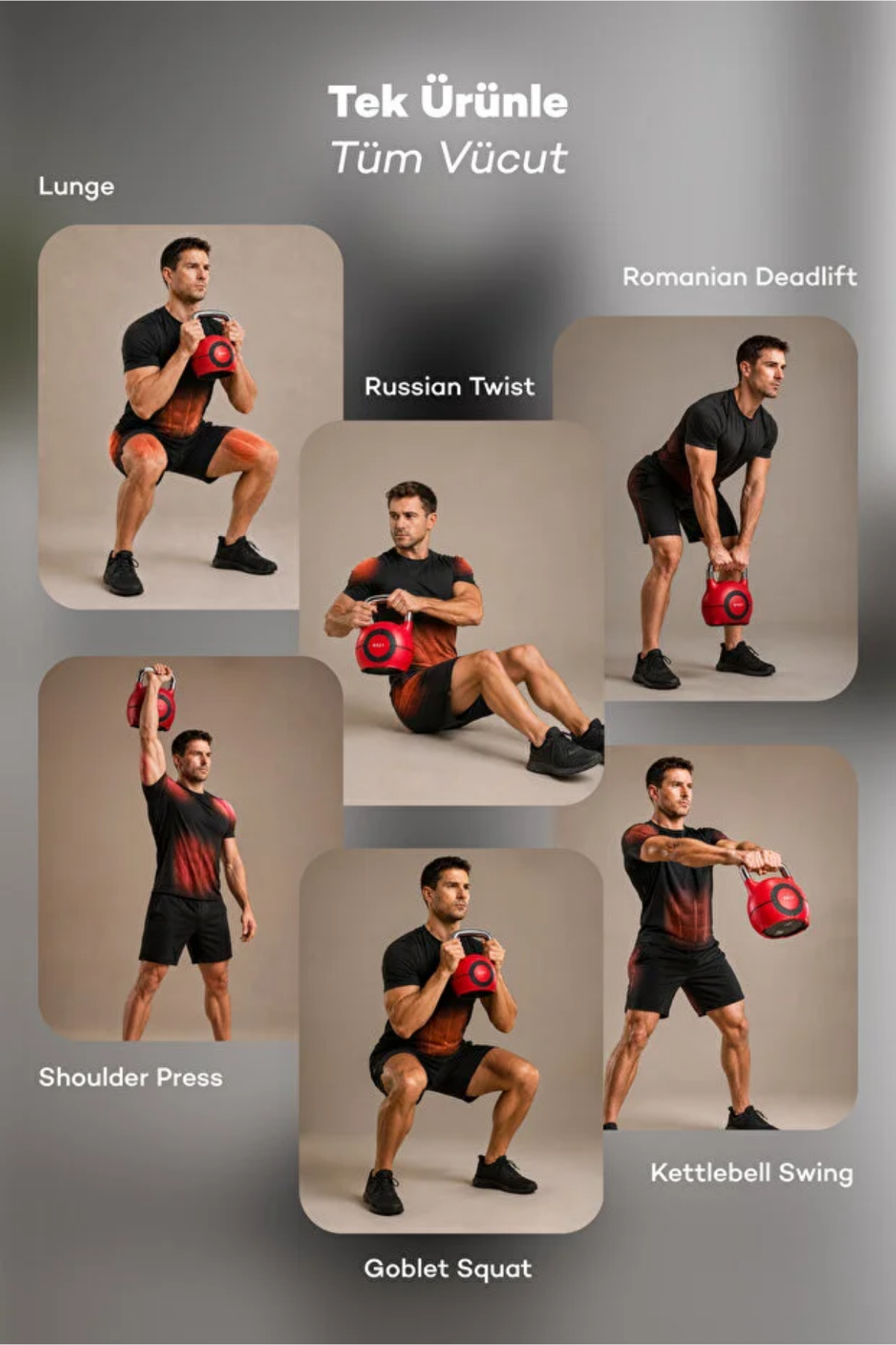 Bezt Pro Ayarlanabilir Kettlebell 20 Kg Kırmızı - Çok Fonksiyonlu Ağırlık Ayarlı Döküm Kettlebell
