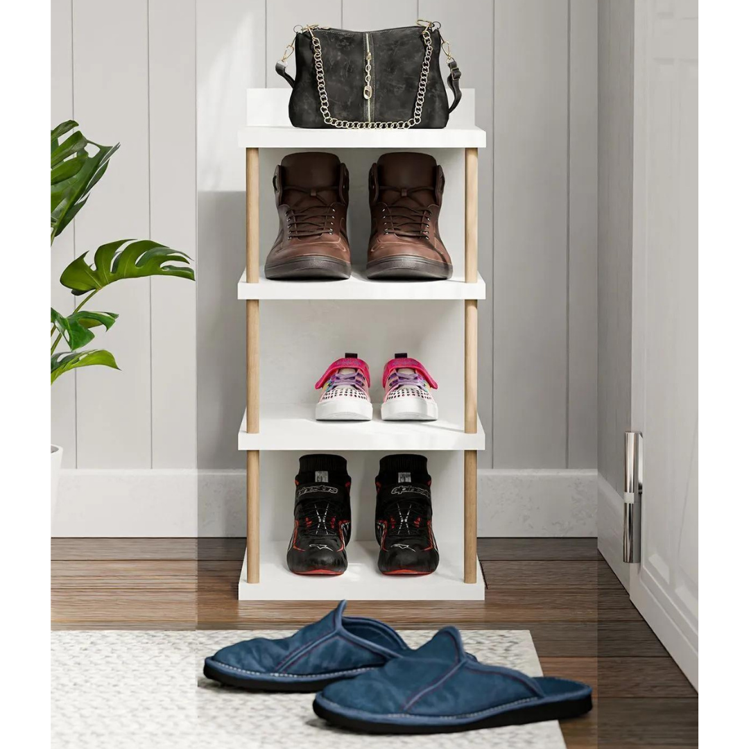 interGO Çok Amaçlı 4 Raflı Ayakkabılık, Banyo, Mutfak Düzenleyici Organizer Beyaz