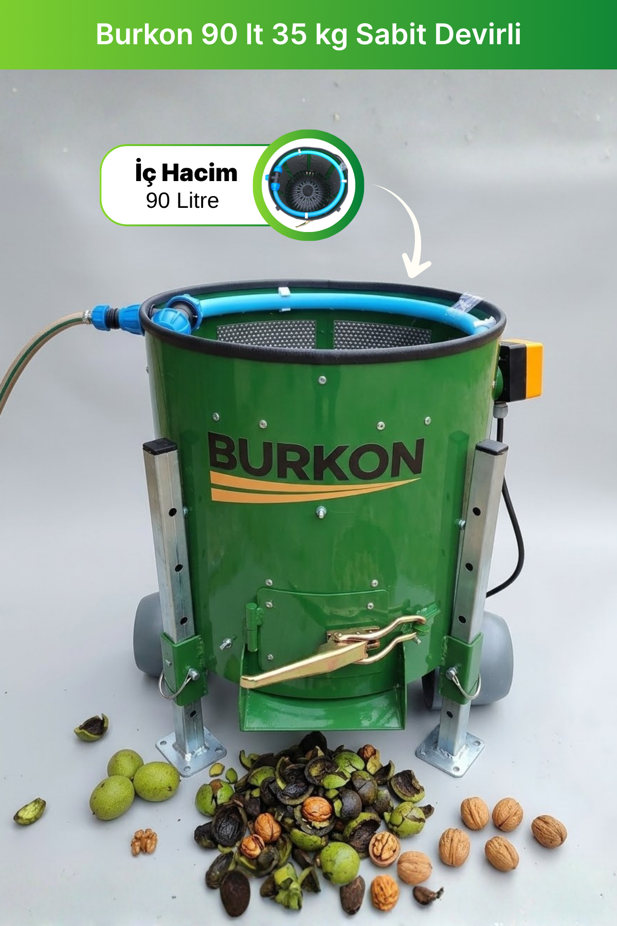 Burkon 90 lt 35 kg Sabit Devirli Ceviz Soyma Makinesi