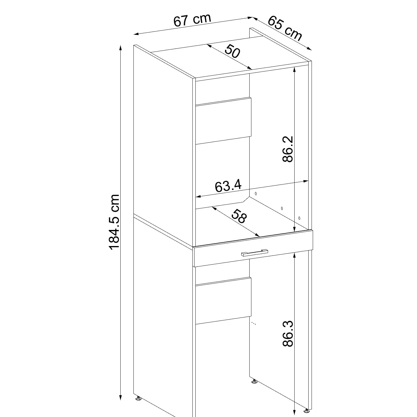 Roomart Çamaşır ve Kurutma Makinesi Dolabı Mat Beyaz