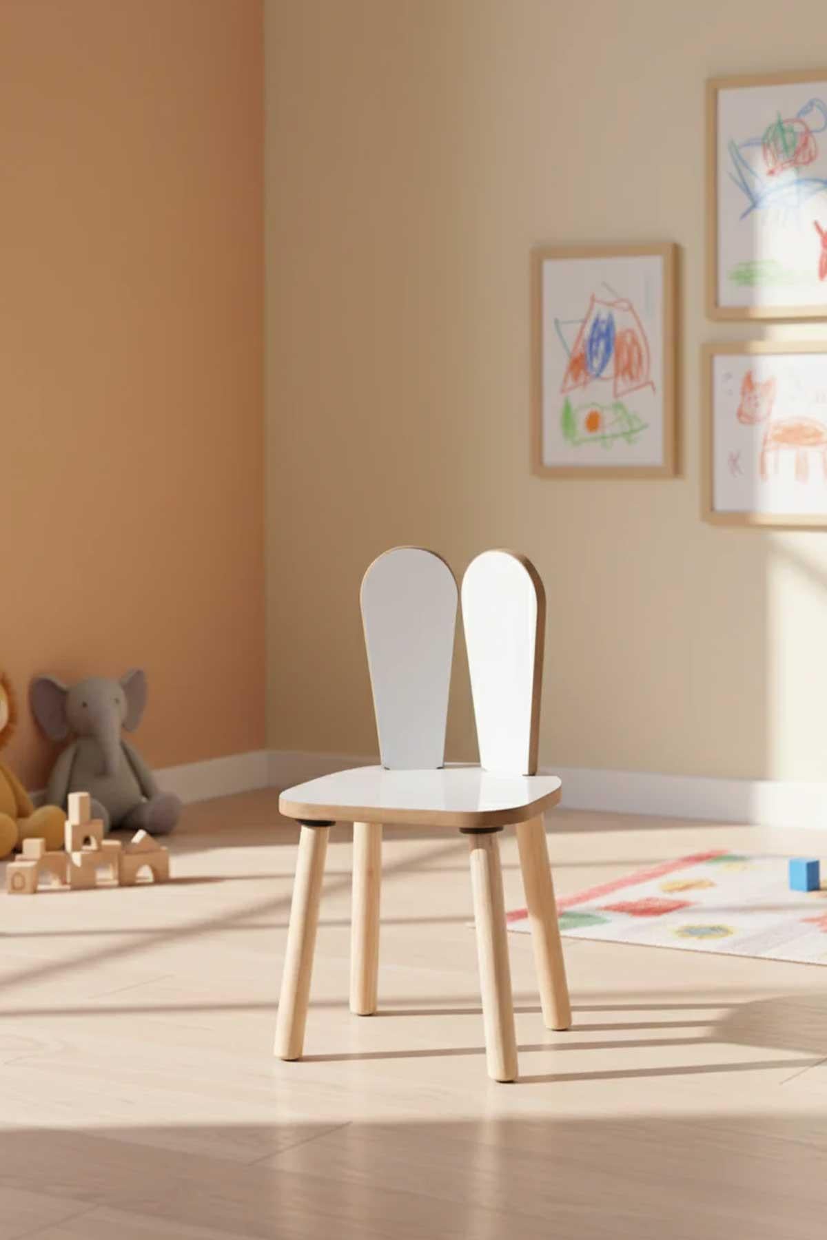 Alfa Country Montessori Çocuk 1 Adet Bunny Sandalye Beyaz