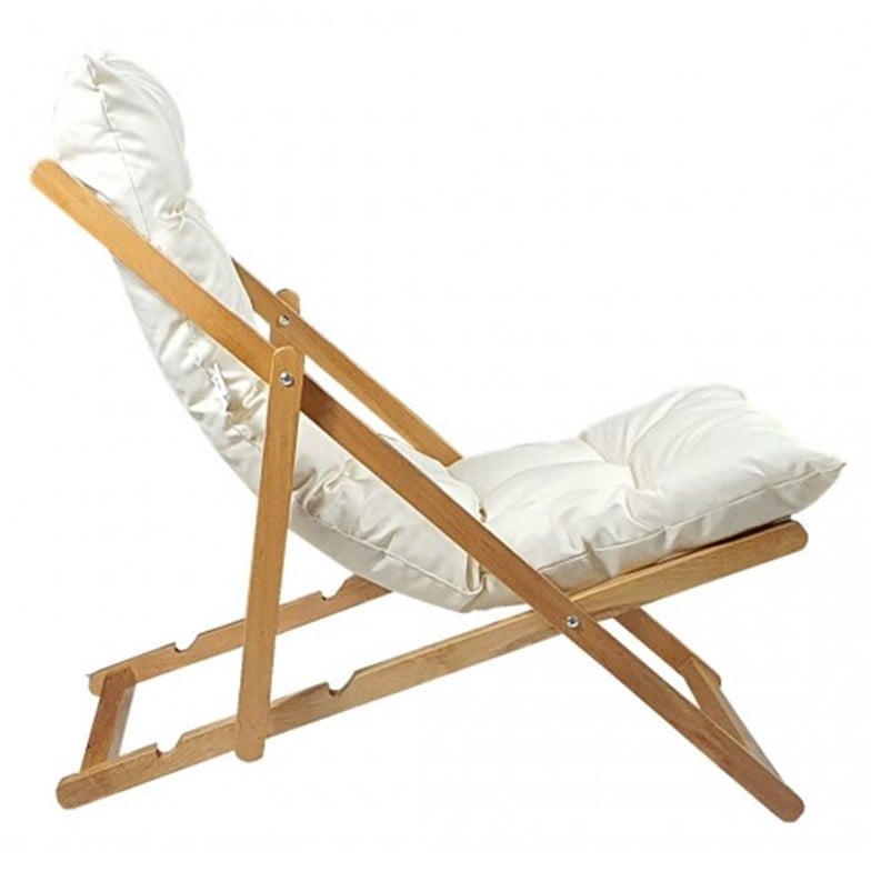 Bysay Ahşap Katlanabilir Taşınır Puf Minderli Şezlong Yeşil