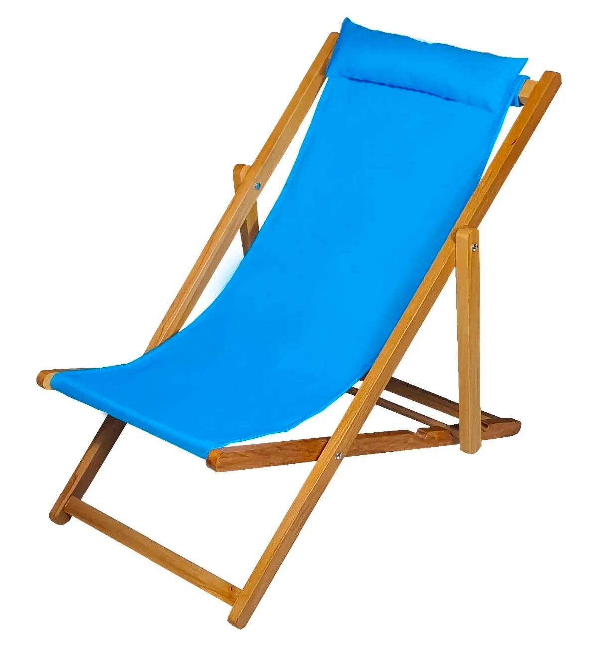 Bysay Ahşap Katlanabilir Taşınır Şezlong. Plaj, Bahçe, Teras, Balkon Şezlong 3 Lü Set Açık Mavi