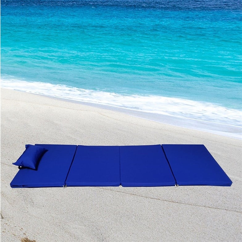Bysay Taşınabilir Katlanır Plaj Havuz Şenzlongu Kamp Yatağı Minderi (MAVİ)