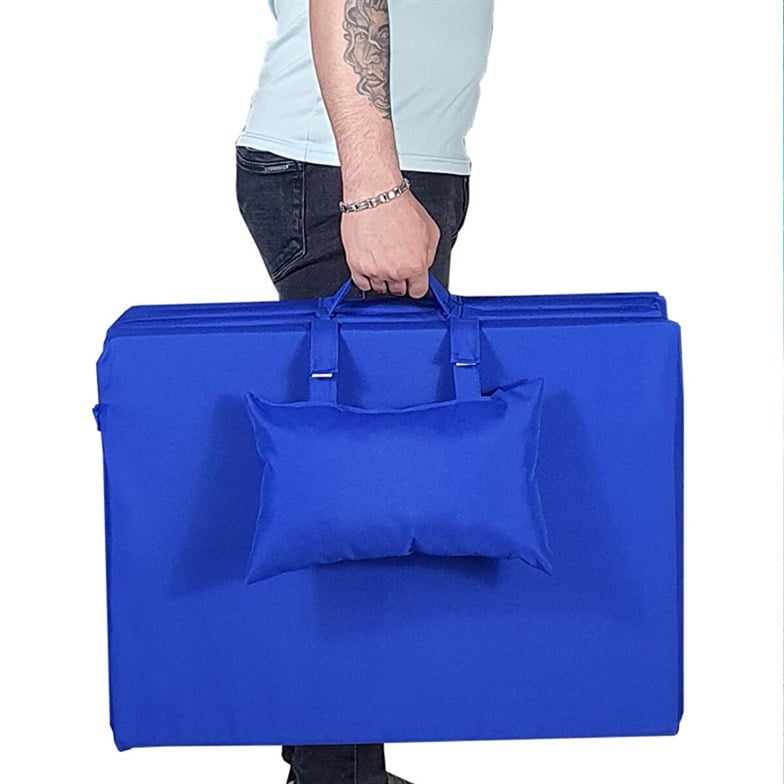 Bysay Taşınabilir Katlanır Plaj Havuz Şenzlongu Kamp Yatağı Minderi (MAVİ)