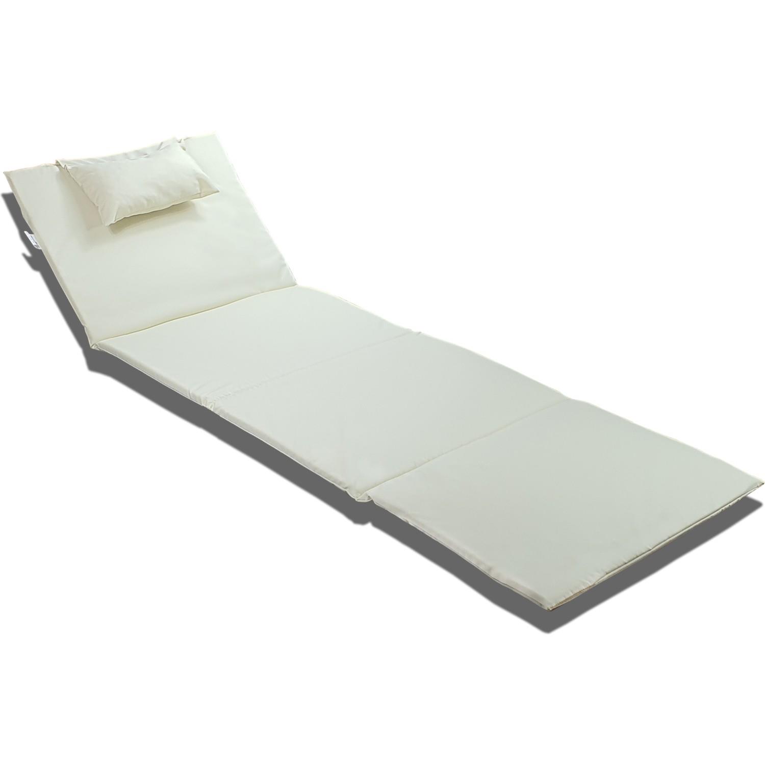 Bysay Taşınabilir Katlanır Plaj Havuz Şenzlongu Kamp Yatağı Minderi Krem SM5721006