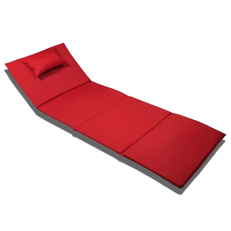 Bysay Taşınabilir Katlanır Plaj Havuz Şenzlongu Kamp Yatağı Minderi Kırmızı