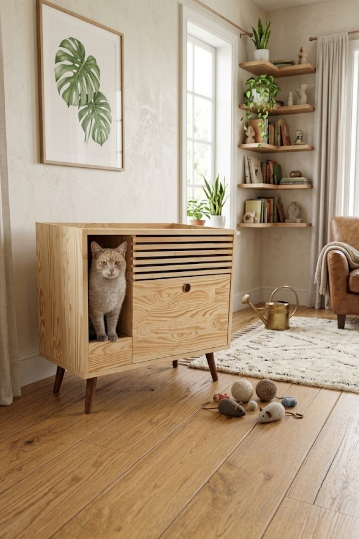 Reyo Pet Kapalı Kedi Tuvaleti – Tırmalama Alanlı Kedi Tuvalet Dolabı