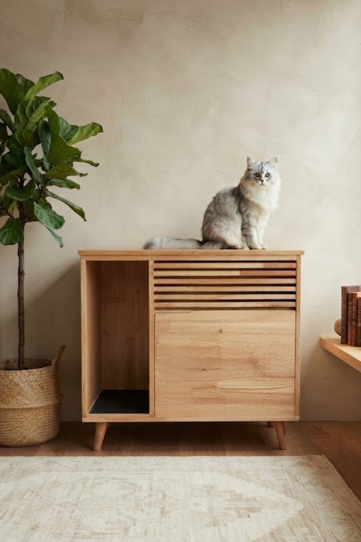 Reyo Pet XXL Kedi Tuvaleti Dolabı – Ekstra Büyük, 1. Sınıf Ahşap, Kapalı Kedi Kum Kabı Dolabı