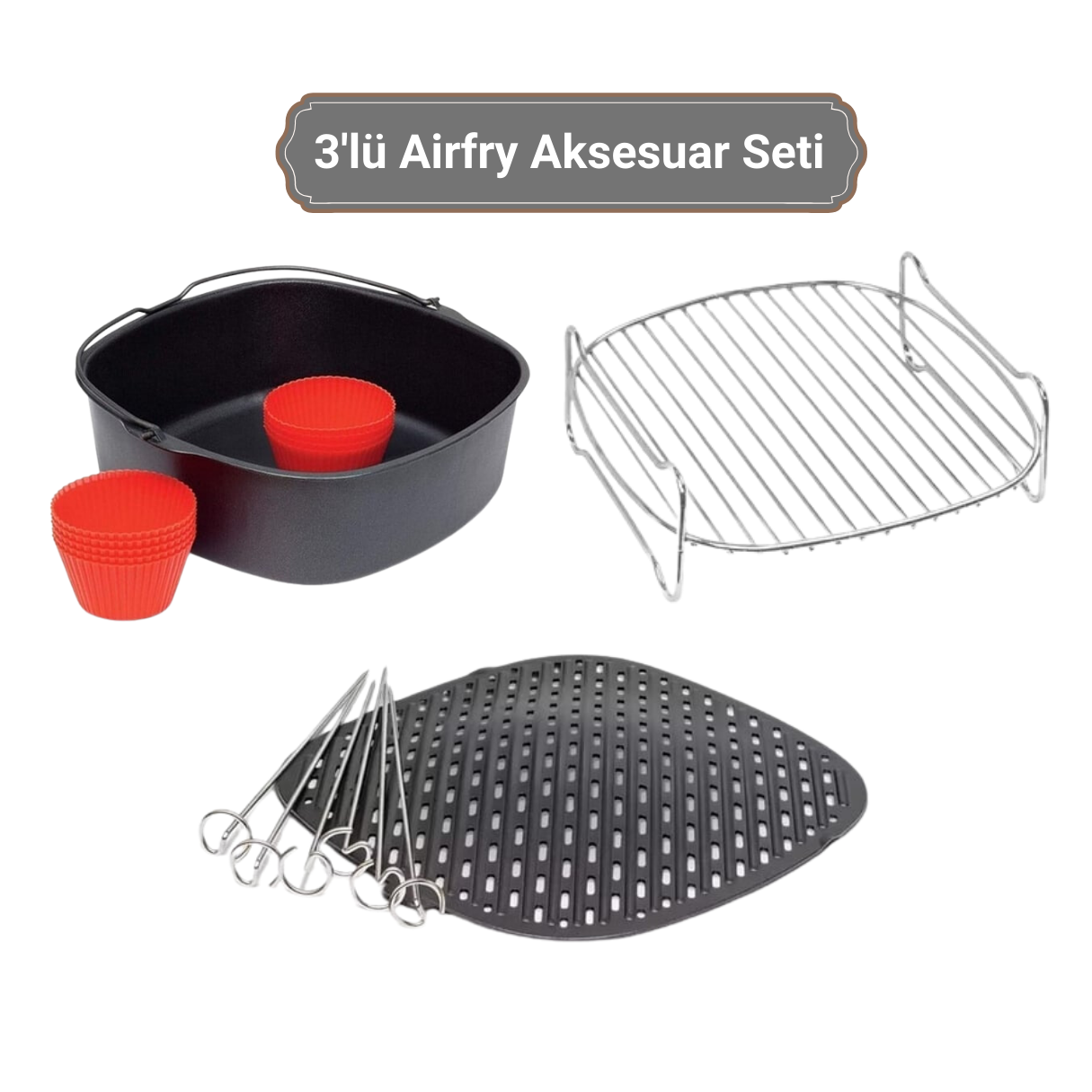 Reyo Airfryer Aksesuar XXL  Izgara Pişirme Seti