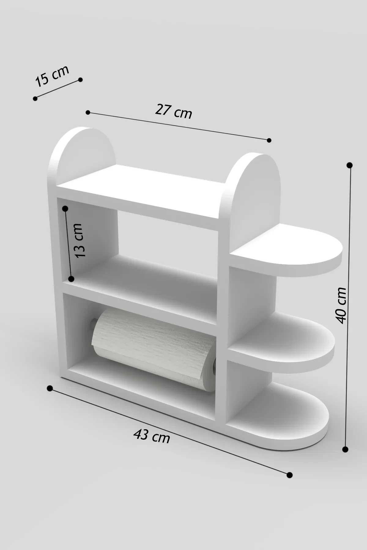 Reyo Home Modern Peçetelikli Baharatlık Mutfak Rafı Atlantik Çam