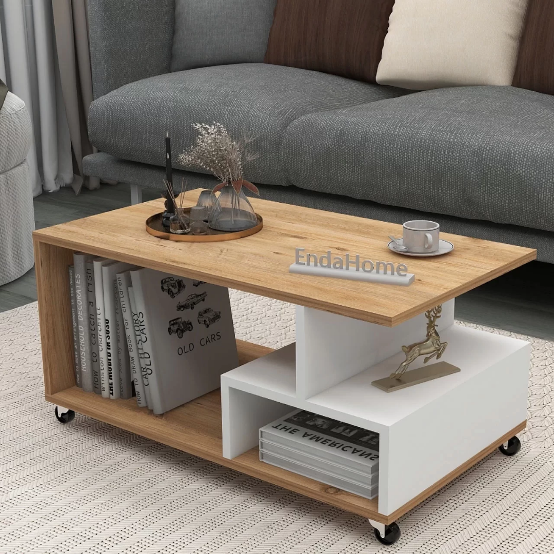 Enda Home Sultan Tekerli Orta Sehpa 86,5x50 cm Atlantik Çam