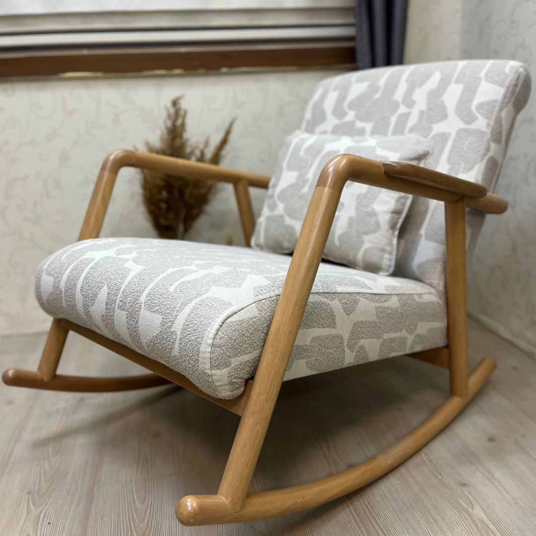 Asedia Minito Naturel Gri Desenli Sallanan Sandalye Dinlenme Koltuğu