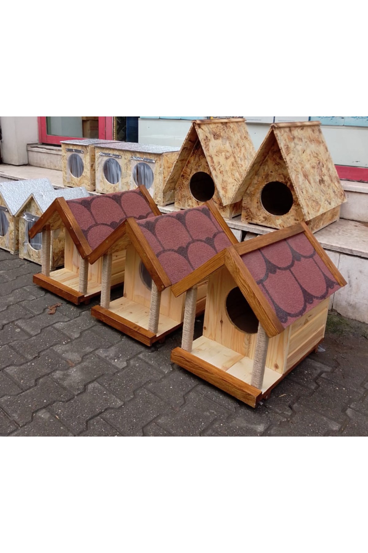 Narım Kedi Yuvası Tırmalamalı Kedi Evi Özel Üretim 60x52x35 cm Monteli Teslimat