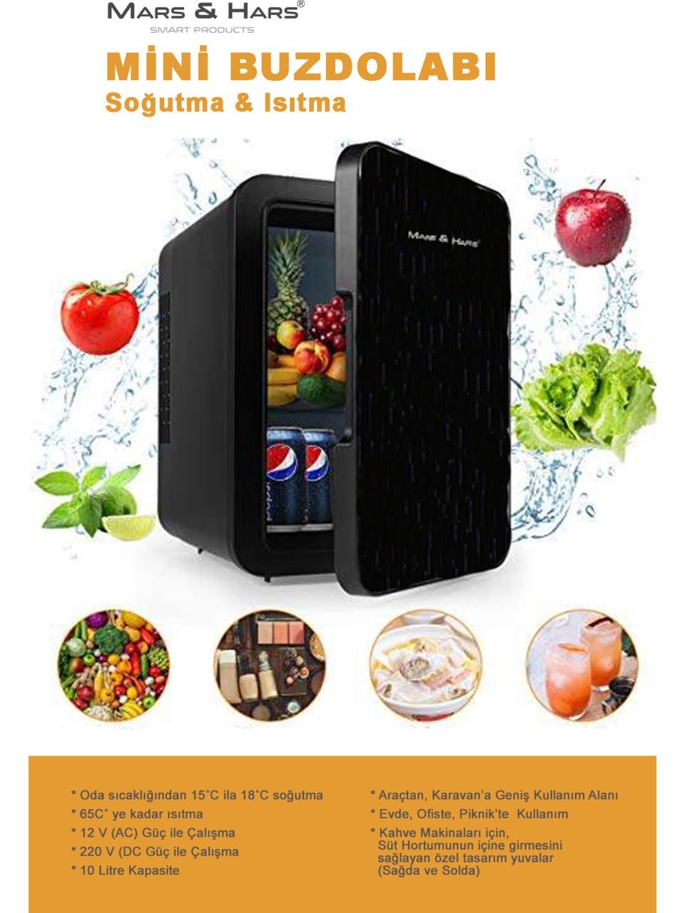 Mars&Hars KCB10 12/220 Kahve Makinesi Uyumlu Çok Amaçlı 10 Litre Mini Buzdolabı