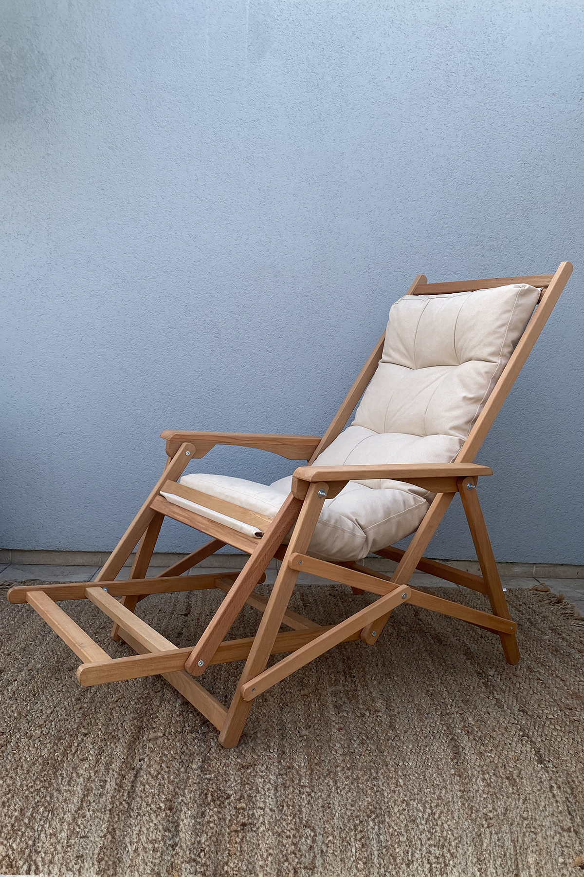 Reyo Lara Yaylanır Şezlong, Dinlenme Koltuğu, Baba Koltuğu, Bahçe Balkon Sandalyesi Krem