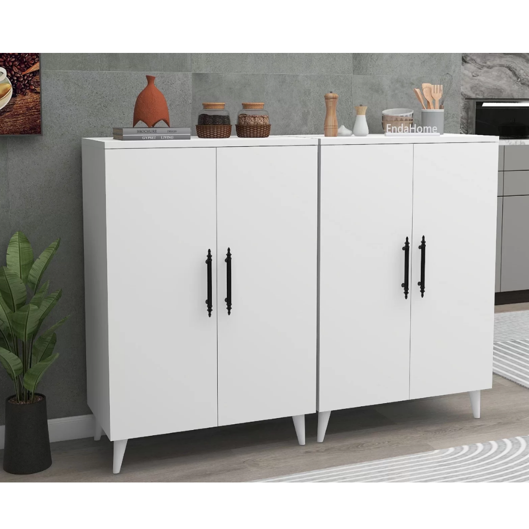 Enda Home 6 Raflı 4 Kapaklı Çok Amaçlı Dolap Beyaz