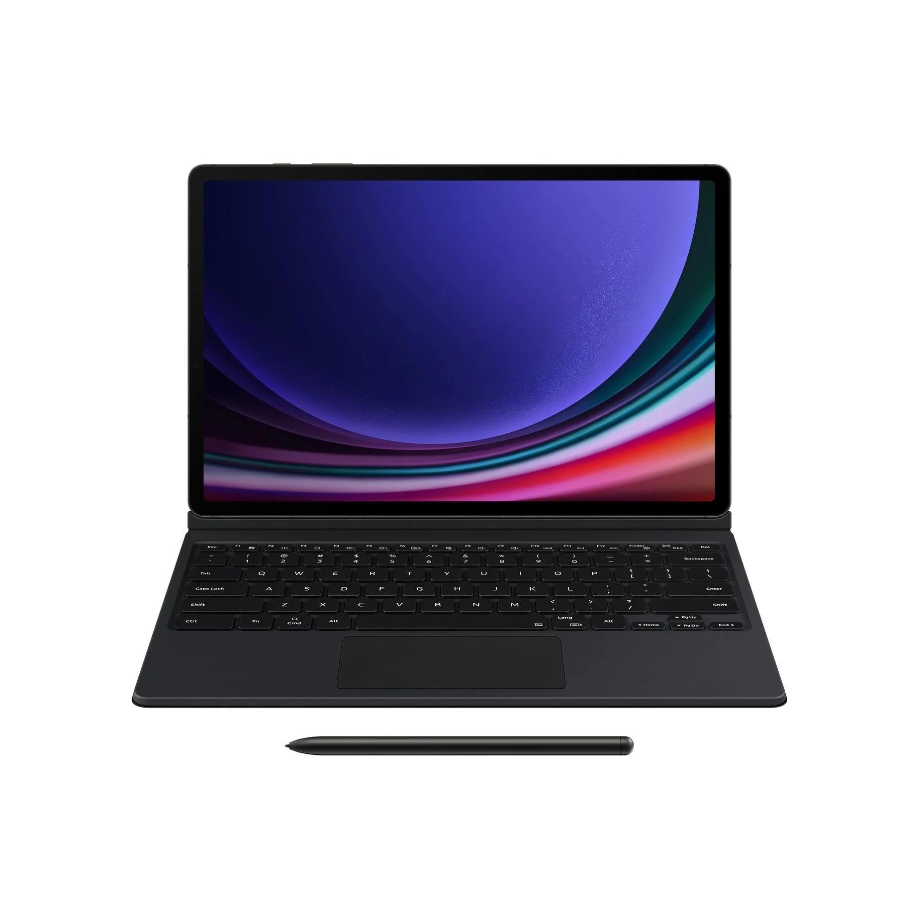 Galaxy Tab S9+ / S9 FE+ Mousepadli Klavyeli Kapaklı Kılıf - Siyah