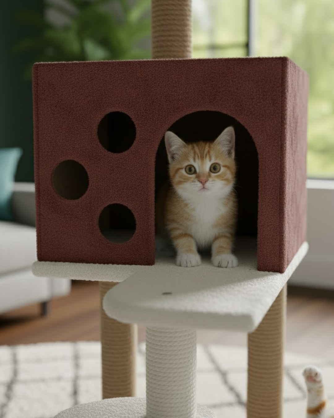 Reyo Pet Kedi Tırmalama ve Oyun Evi Gül Kurusu