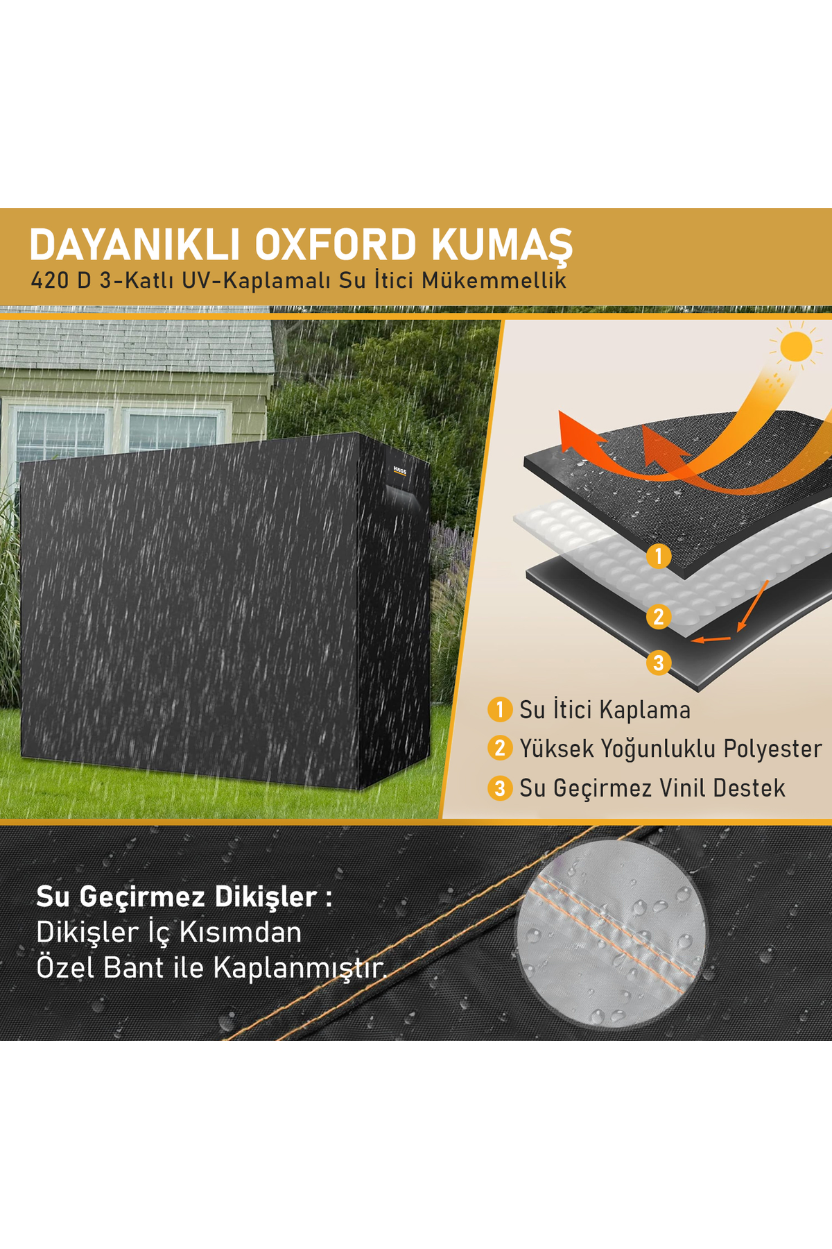 HAEGS Bahçe Salıncak Koruma Örtüsü Üç Kişilik Tenteli Hamak Bahçe Salıncağı Koruma Kılıfı Su Geçirmez Branda Dayanıklı 210x125x170cm Gri
