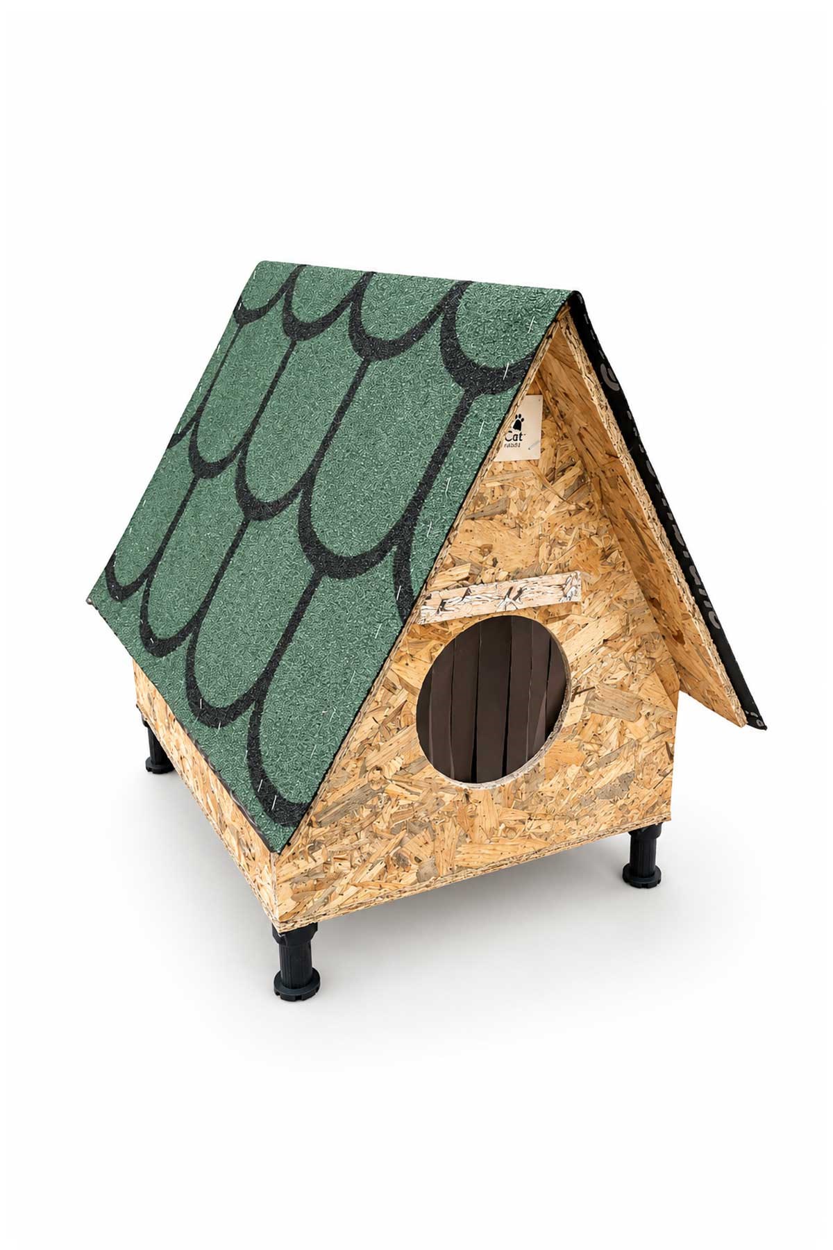 Narım Bungalov Kedi Evi, Kedi Barınağı Isı ve Suya Dayanıklı Çatı 45x60x70 cm 