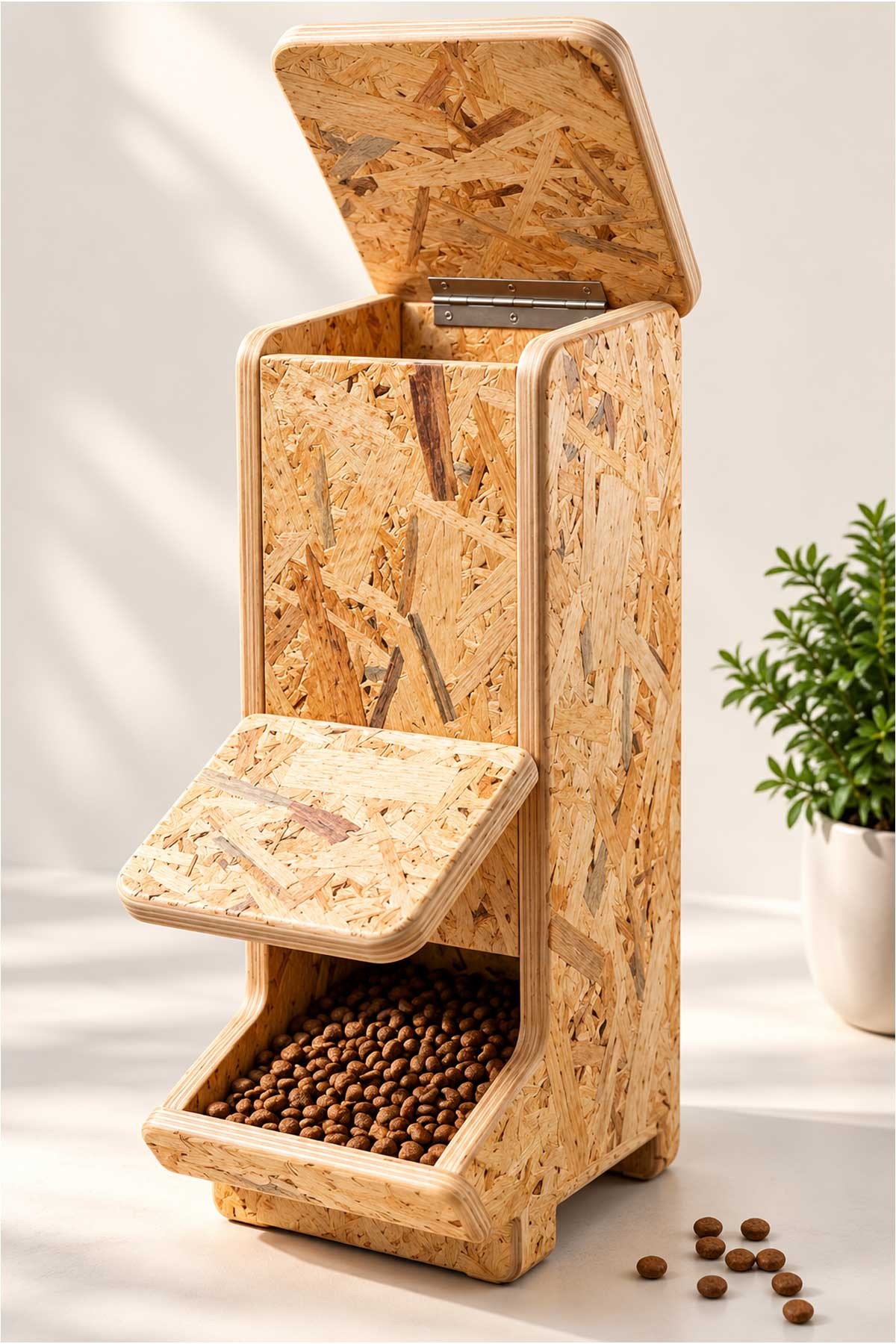 Narım Mama İstasyonu, Sokak Kedileri İçin Mama Kabı, 4 KG Kapasiteli OSB Ahşap, 50x20x25 cm