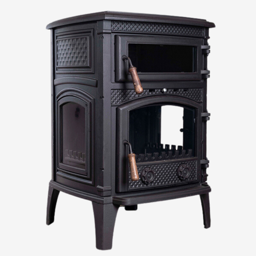 Volkan V-09 Üç Camlı Yan Kapak Fırınlı Döküm Şömine Soba