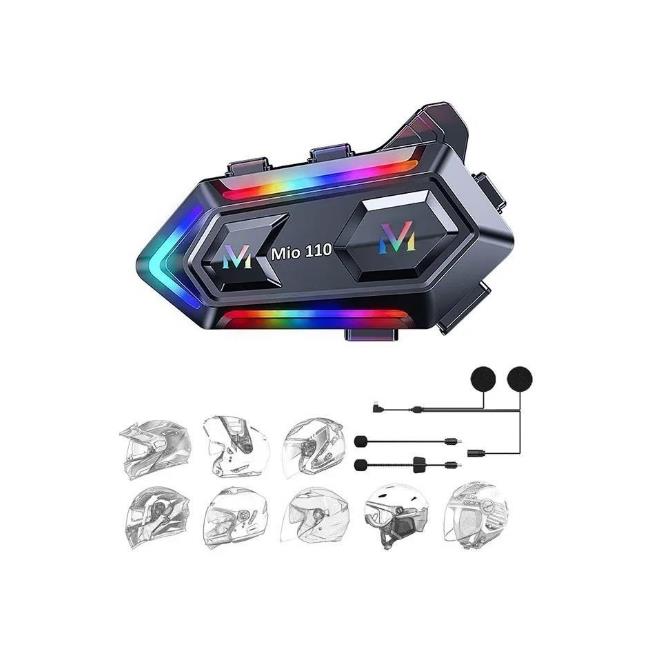 Mioji Mio 110 RGB 1000mAh IPX6 Kask Intercom Motosiklet Bluetooth Kulaklık