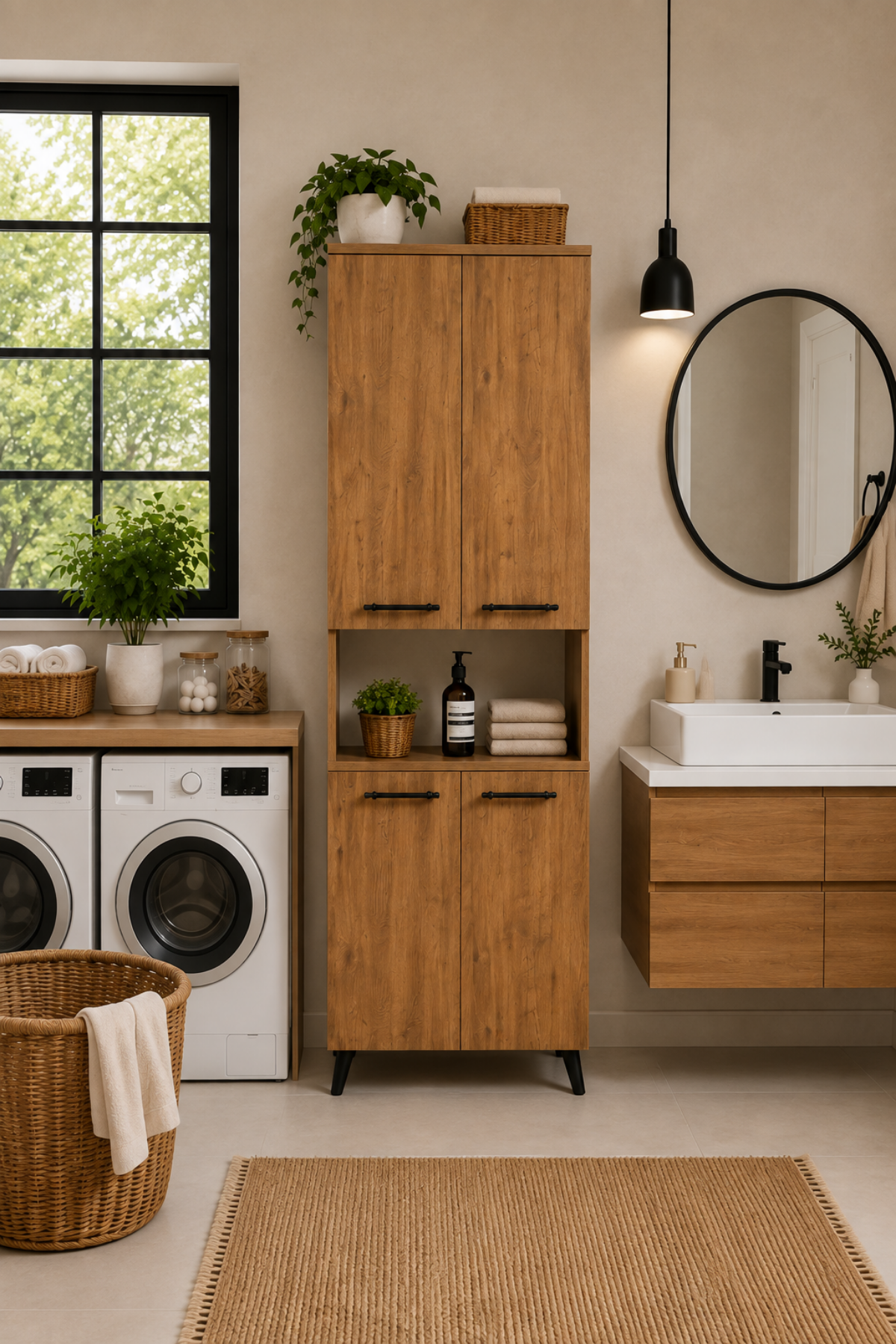 Enda Home Listra 4 Kapaklı Çok Amaçlı Dolap 170,8 cm,  Raflı, Ayaklı Depolama Dolabı - Atlantik Çam