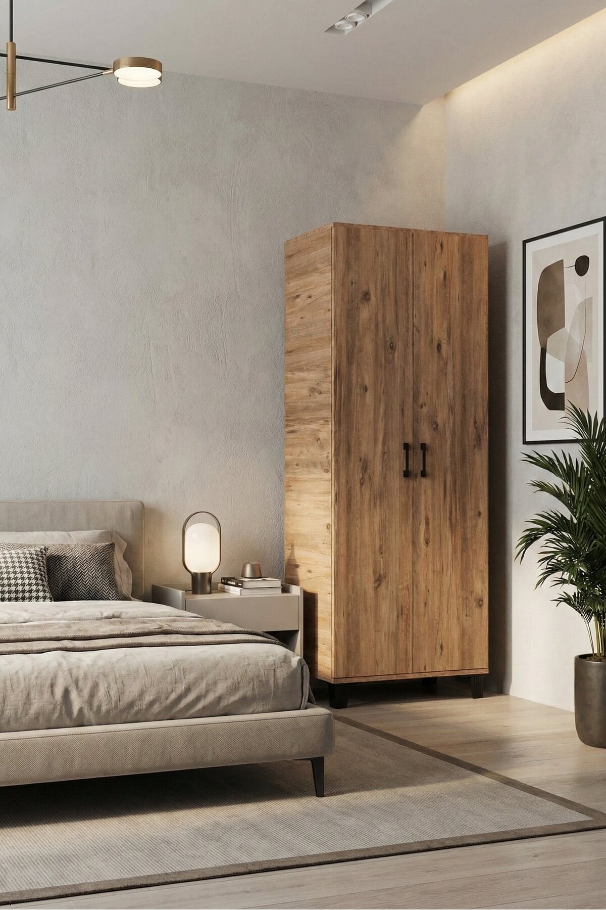 Reyo Falez Çok Amaçlı 2 Kapaklı 8 Gözlü Dolap 70x45x185 cm, Kiler,Mutfak,Balkon ve Banyo Depolama Dolabı - Atlantik Çam