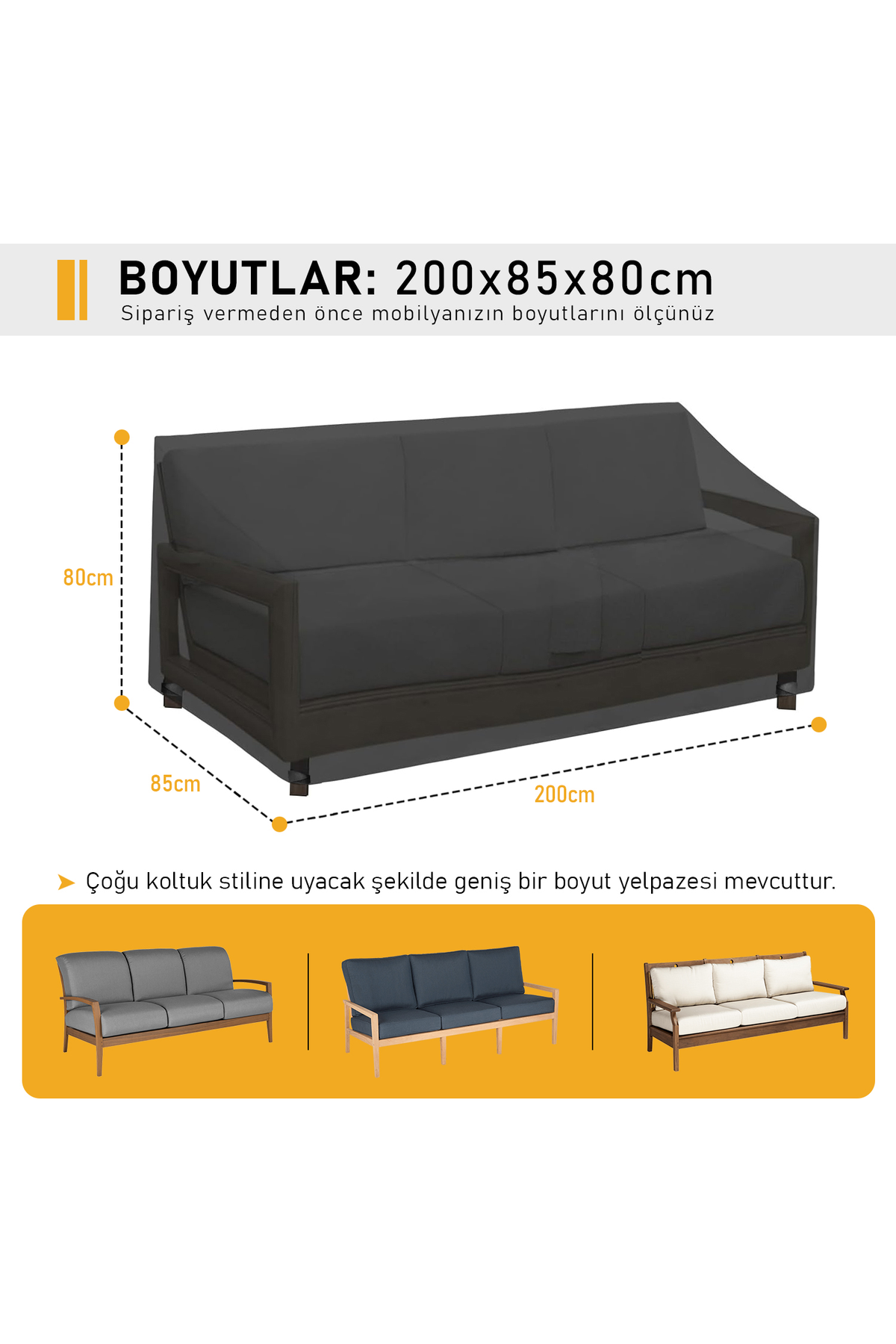 Haegs Çift Kişilik Bahçe Koltuk Örtüsü, Koruma Kılıfı, Su Geçirmez Açık Hava Bahçe Mobilya Kılıfları, Dış Mekan Sandalye Kılıfı Örtü Branda, Ağır Hizmet Tipi, 200-85-80cm - Siyah